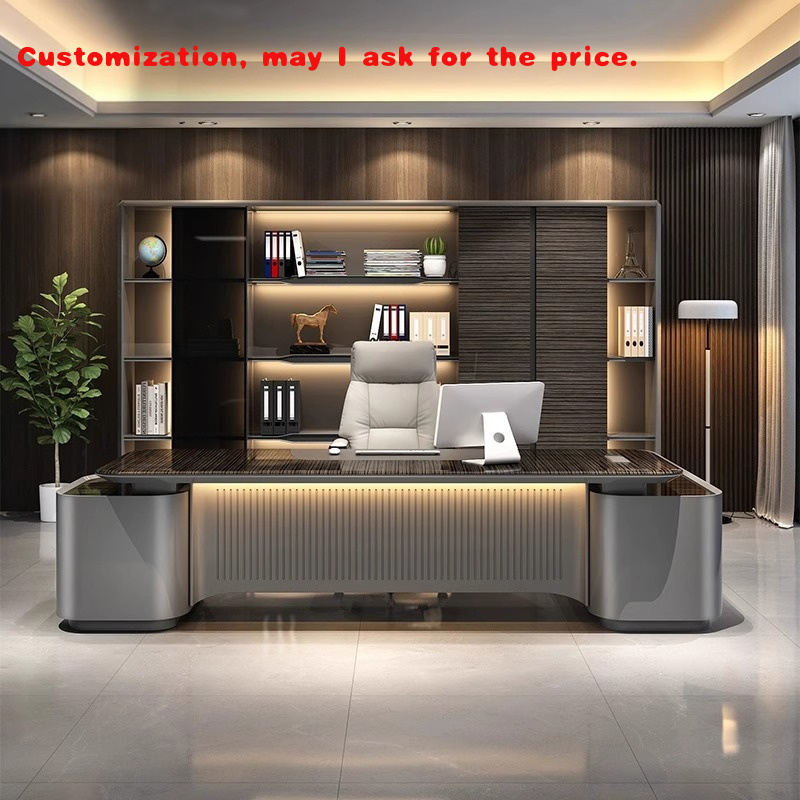Office Furniture Luxury - 高級漆塗りエグゼクティブデスク、大型モダンオフィス家具、社長・管理職向けハイエンド多機能デスク