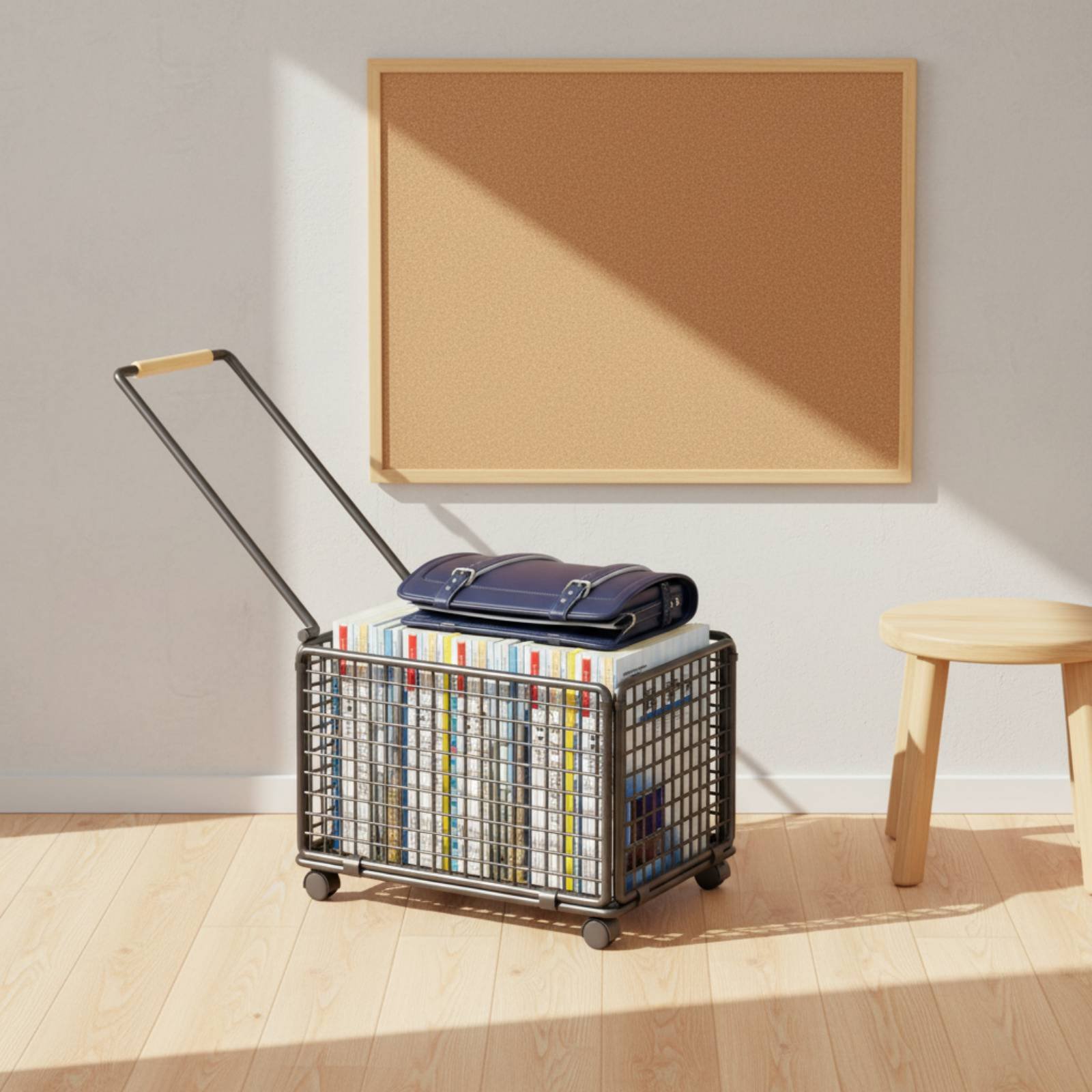 Book Cart Rolling - デスクサイド収納トロリー 車輪付きローリングブックカート モバイルブックバスケット 省スペーススリムローリングブック収納ユニット 防錆