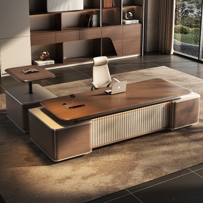 Office Furniture Luxury - 中東風高級ボスデスク、高級感あふれるライトラグジュアリークラスのデスク、社長・管理職向けオフィスデスクと椅子の組み合わせ家具