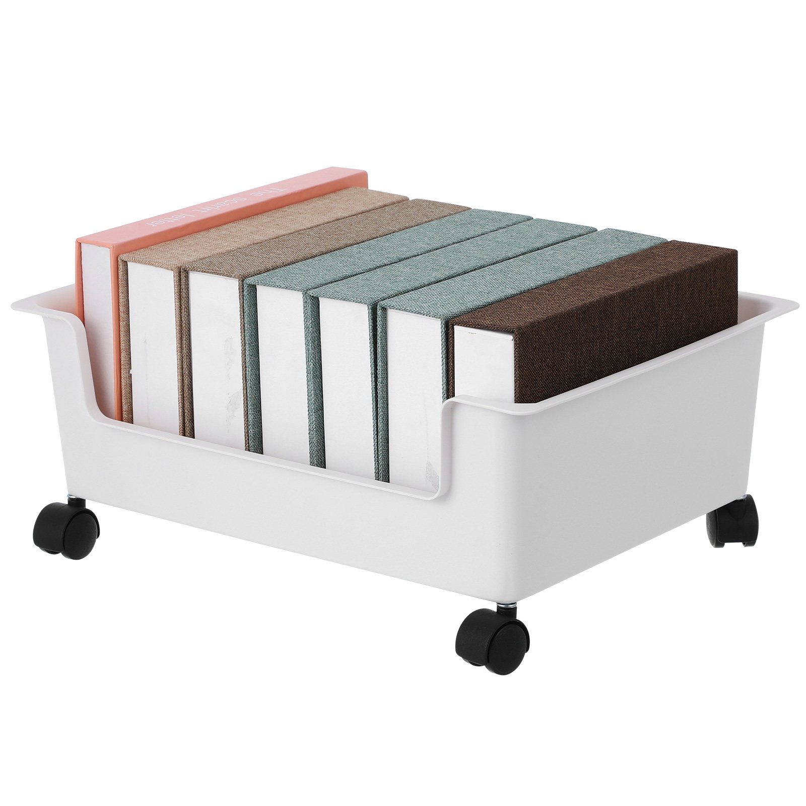 Book Cart Rolling - 本収納コンテナ デスクトップローリングカート クリエイティブで頑丈な本棚 学生やホームオフィス向けのプラスチック製収納オーガナイザー