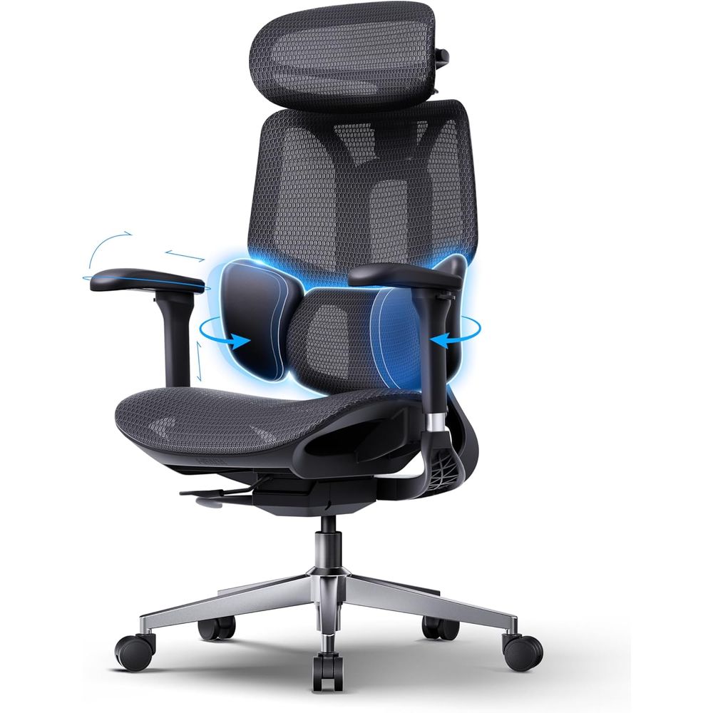 Office Furniture Zone - E3 Air 2026人間工学に基づいたオフィスチェア、3ゾーンランバーサポート、自動リクライニング機能付き快適ホームオフィスチェア、4Dリストレスト＆アームレスト、140 ° または、Wor