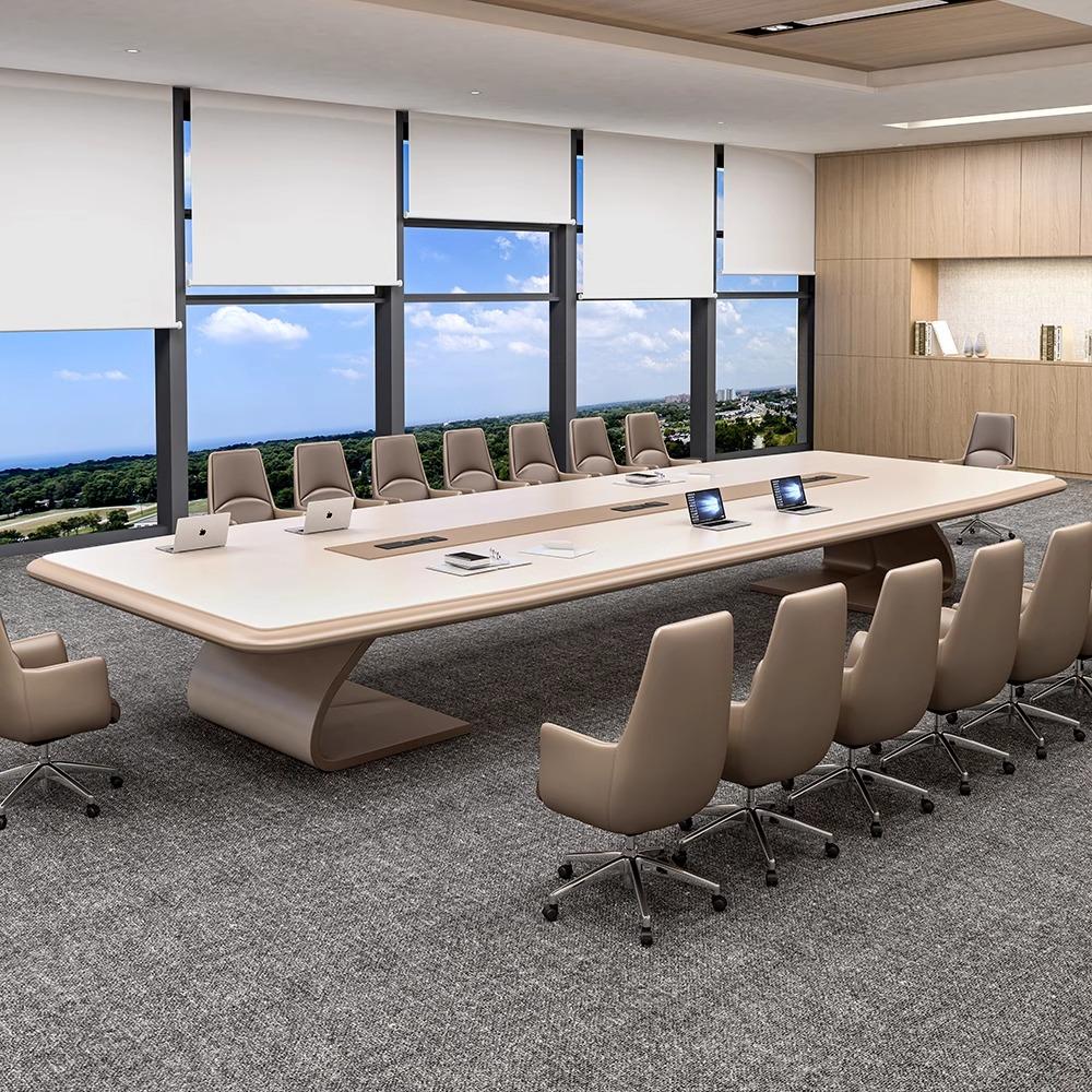 Office Furniture Luxury - 会議テーブル、新しいスタイルの会議テーブル、ケーブルボックス付き、モダンで軽やかな高級デザイン、会議室用、6～20人収容可能