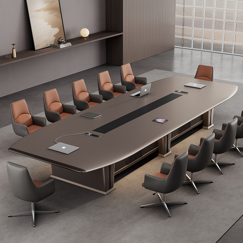 Office Furniture Luxury - 高級モダン木製ボード会議テーブルセット、金属フレームオフィス会議テーブルチェア、エグゼクティブ会議室家具、Aタイプ