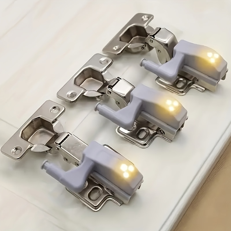Office Furniture Hardware - 10個パック 簡単設置ヒンジライト、自動開閉キャビネットドアLEDライト、マットプラスチック、半埋め込み設置、ボタン制御、非充電式、家庭およびオフィス照明、キャビネット下照明に最適 | マットライト