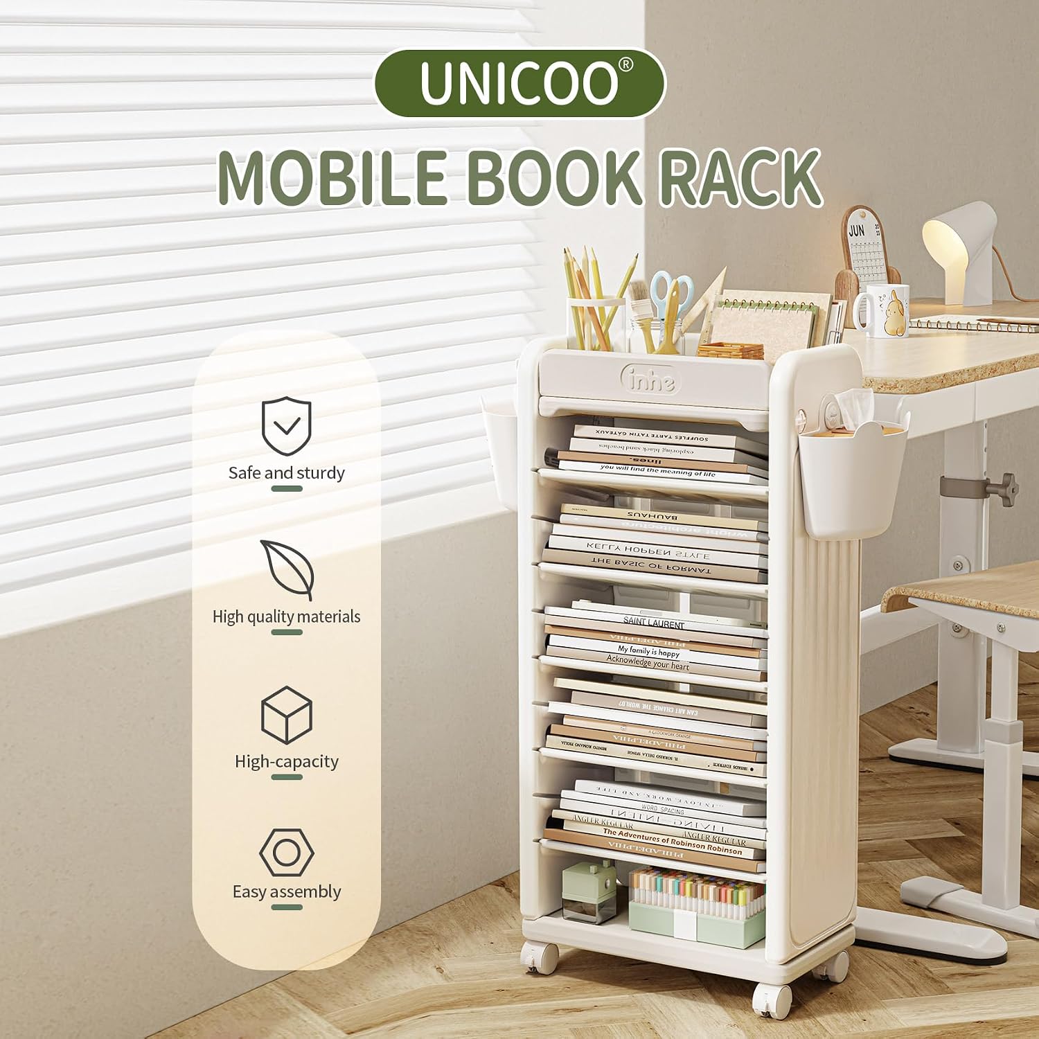 ®   7段ブックカート |   モバイルブックシェルフ、ロ - Book Cart Rolling のレビューと価格
