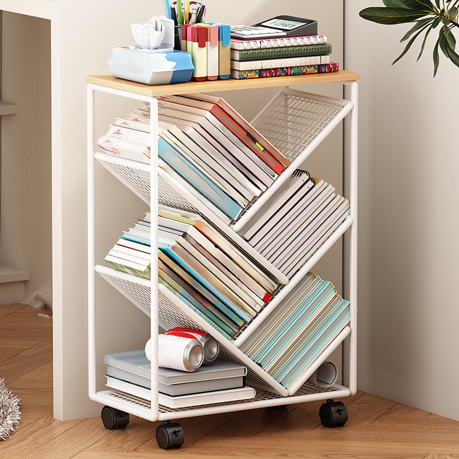 車輪付きローリングブックケース モバイル本棚カート 料理本収 - Book Cart Rolling のレビューと価格
