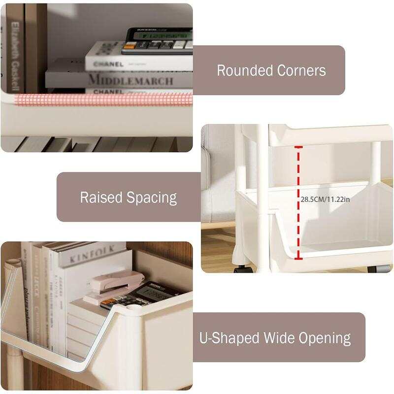 5層式ホワイト自立型安定ローリングプラスチック収納カート（ホ - Book Cart Rolling のレビューと価格