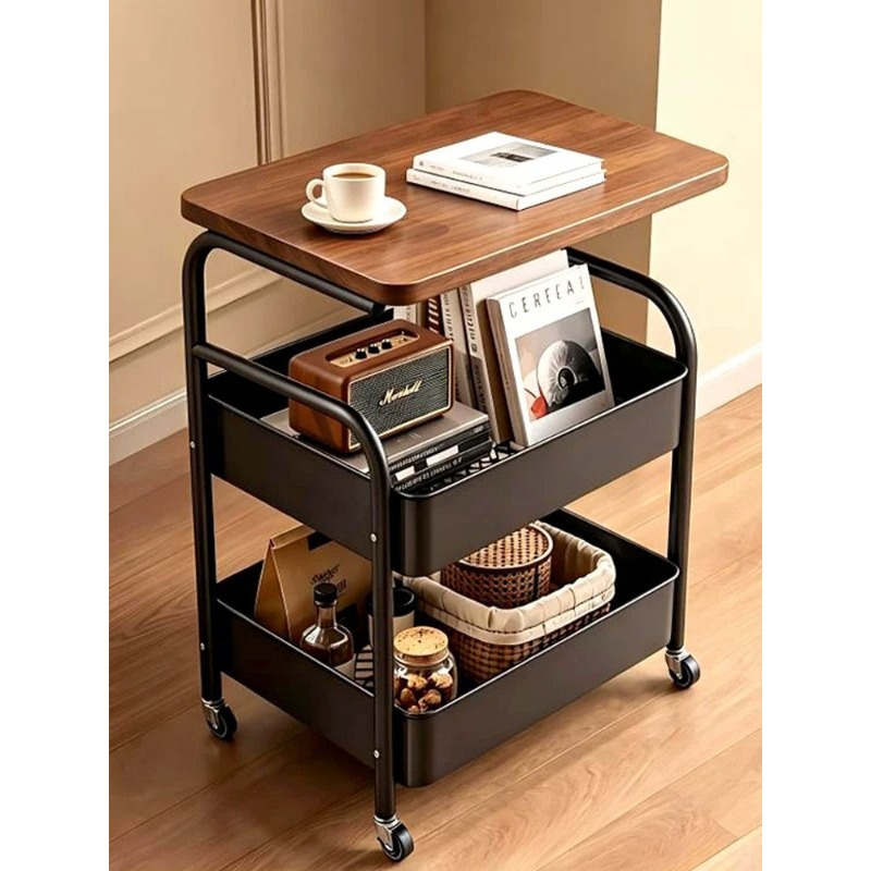 ミッドセンチュリーモダンなローリング収納カート、リビングルー - Book Cart Rolling のレビューと価格