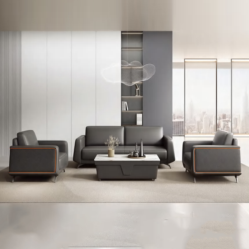 モダンな新型高級レザーオフィスソファセット、ティーテーブル付 - Office Furniture Luxury のレビューと価格