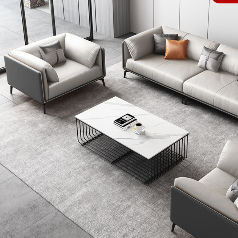 牛革製ビジネスオフィスソファ 受付 リビングルーム シンプル - Office Furniture Luxury のレビューと価格